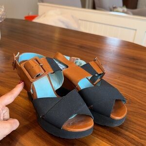 Thierry Rabotin Black and Tan Sandals